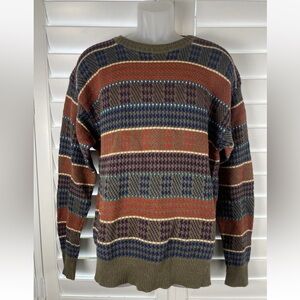 Vintage Northern Isles Sweater Mens Large Multicolor Knit Striped Pullover 90’s